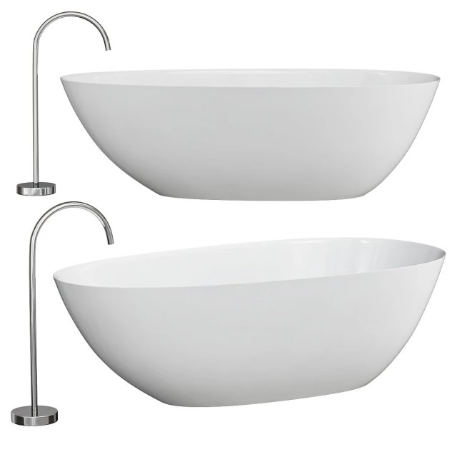 Freestanding Soaking Solid Surface Bathtub 3D Model .c4d .max .obj .3ds .fbx .stl .blend 