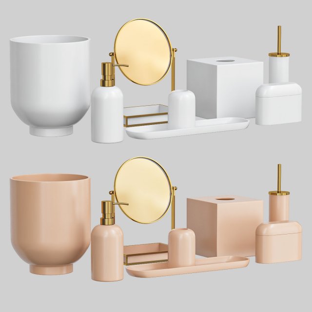 Modern Resin Stone Bath Accessories 3D Model .c4d .max .obj .3ds .fbx .stl .blend