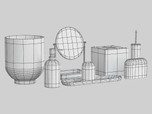 Modern Resin Stone Bath Accessories 3D Model