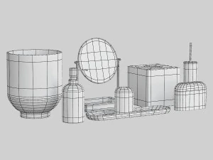Modern Resin Stone Bath Accessories 3D Model