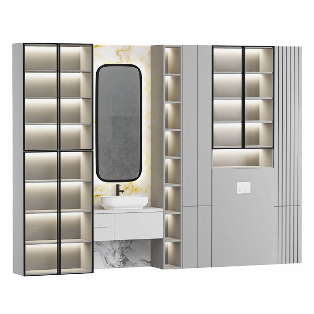 Luxury modern modular high end waterproof custom white bathroom vanity cabinet 3D 模型 .c4d .max .obj .3ds .fbx .stl .blend 