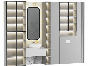 Luxury modern modular high end waterproof custom white bathroom vanity cabinet Modèle 3D