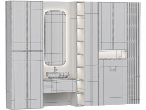 Luxury modern modular high end waterproof custom white bathroom vanity cabinet 3D 模型