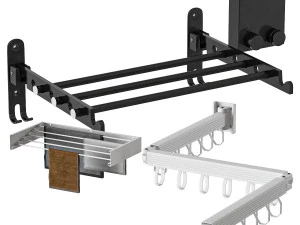 Wall Mounted Clothes Hanger Rack Set 3D Model