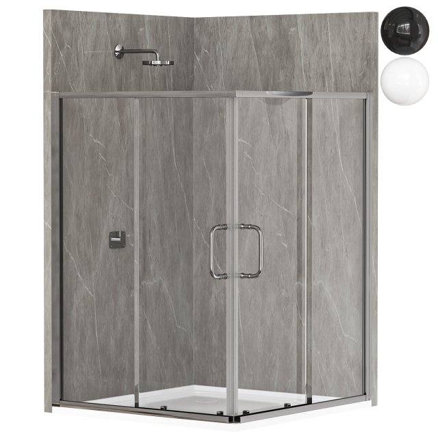 H Framed Square Shower Enclosure With Base 3Dモデル .c4d .max .obj .3ds .fbx .stl .blend 