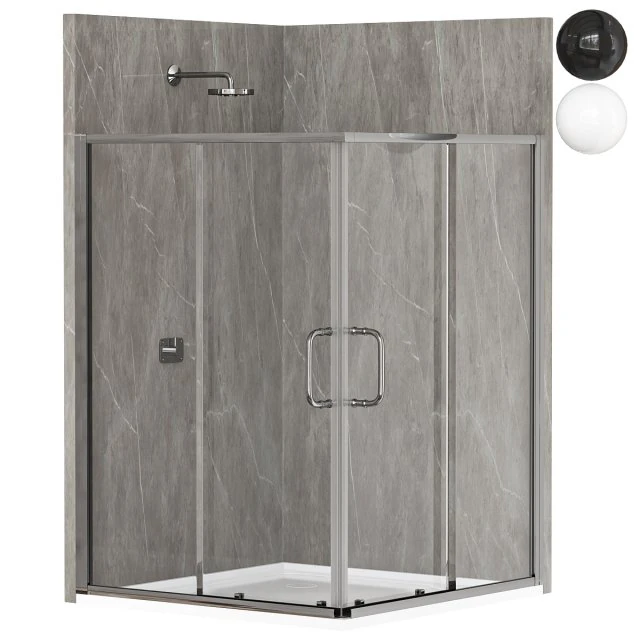 H Framed Square Shower Enclosure With Base 3D Model .c4d .max .obj .3ds .fbx .stl .blend