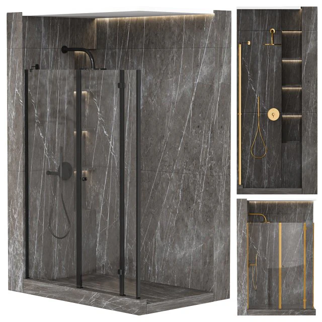 Shower cabin with partition 01 3D Model .c4d .max .obj .3ds .fbx .stl .blend
