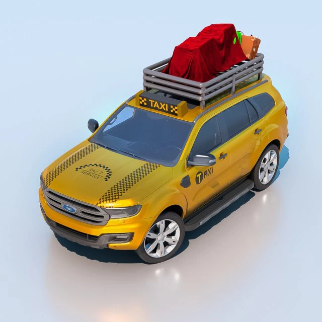 High-Poly 3D Taxi Model - Realistic and Detailed for Professionals 3D Model .c4d .max .obj .3ds .fbx .stl .blend 