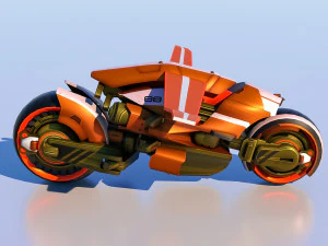 Sci-Fi Bike Tron high and low poly combo 3D Model