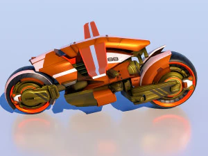 Sci-Fi Bike Tron high and low poly combo 3D Model