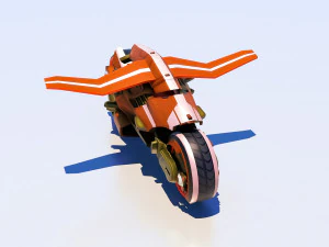 Sci-Fi Bike Tron high and low poly combo 3D Model