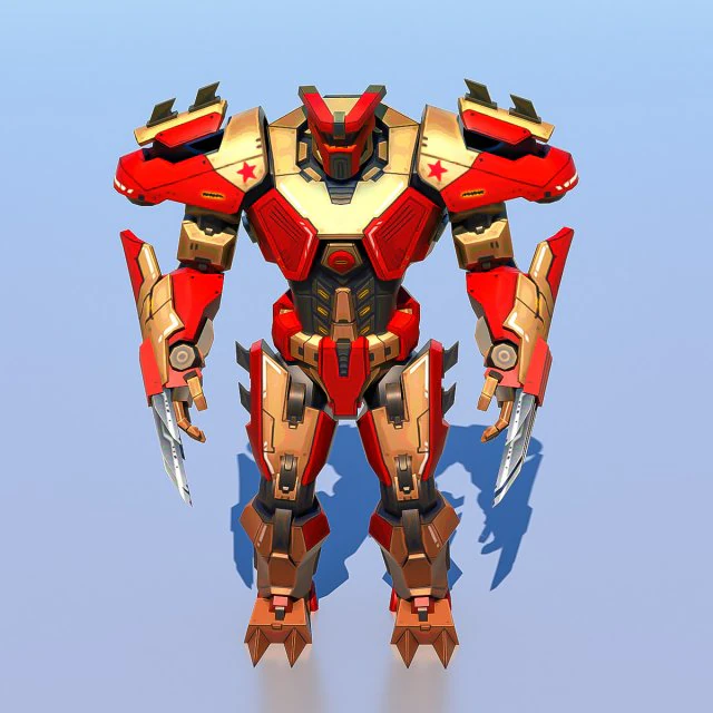 High Poly Hero Robot Rigged and Textured 3D Model .c4d .max .obj .3ds .fbx .stl .blend 