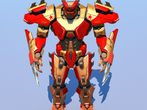 High Poly Hero Robot Rigged and Textured 3D 模型