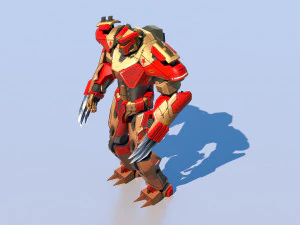 High Poly Hero Robot Rigged and Textured 3D Model