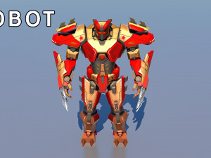 High Poly Hero Robot Rigged and Textured Modelo 3D