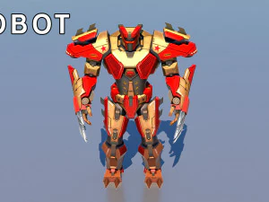 High Poly Hero Robot Rigged and Textured 3D Model