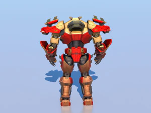 High Poly Hero Robot Rigged and Textured 3D Model