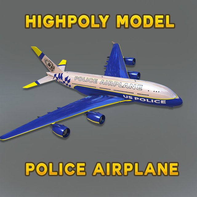 Elite Police Aircraft 3D Model .c4d .max .obj .3ds .fbx .stl .blend 