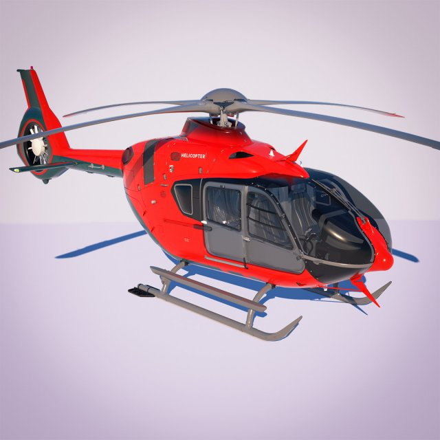 of Airbus Helicopter H135 with cockpit and interior Modèle 3D .c4d .max .obj .3ds .fbx .stl .blend 