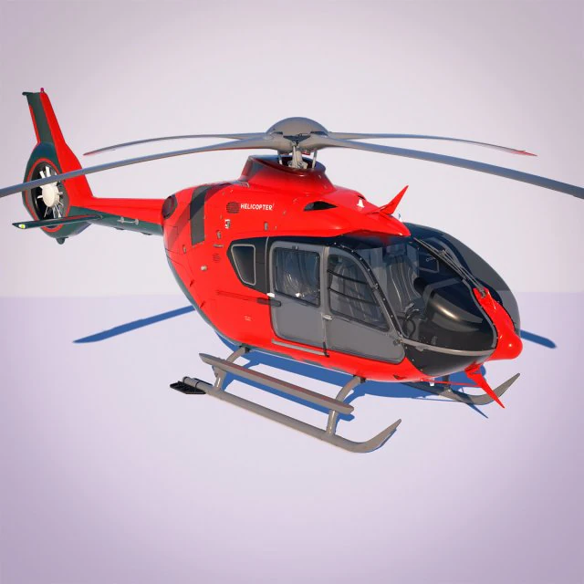 of Airbus Helicopter H135 with cockpit and interior 3D Model .c4d .max .obj .3ds .fbx .stl .blend