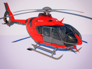 of Airbus Helicopter H135 with cockpit and interior 3D Model
