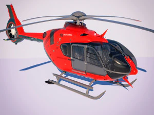van Airbus-helikopter H135 met cockpit en interieur 3D Model