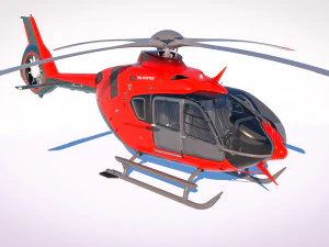 of Airbus Helicopter H135 with cockpit and interior 3D Model