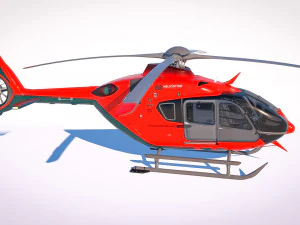of Airbus Helicopter H135 with cockpit and interior 3D Model