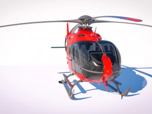 of Airbus Helicopter H135 with cockpit and interior 3D Model