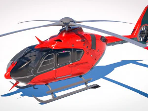 of Airbus Helicopter H135 with cockpit and interior 3D Model