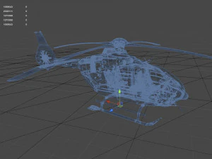 of Airbus Helicopter H135 with cockpit and interior 3D Model