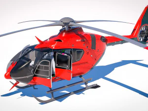 of Airbus Helicopter H135 with cockpit and interior 3D Model
