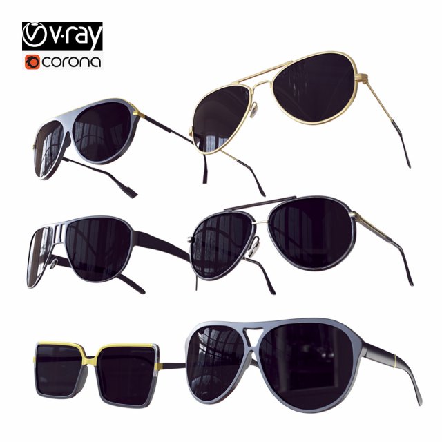 Sunglasses Package No 3 Modello 3D .c4d .max .obj .3ds .fbx .stl .blend 