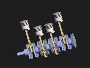 4 सिलेंडर इंजन 3D मॉडल