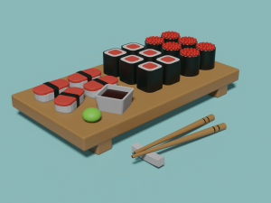 Set of sushi and rols Model 3D