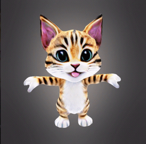 Kitten looking up at the sky and smiling Modello 3D .c4d .max .obj .3ds .fbx .stl .blend 