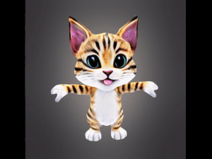 Kitten looking up at the sky and smiling Modelo 3D