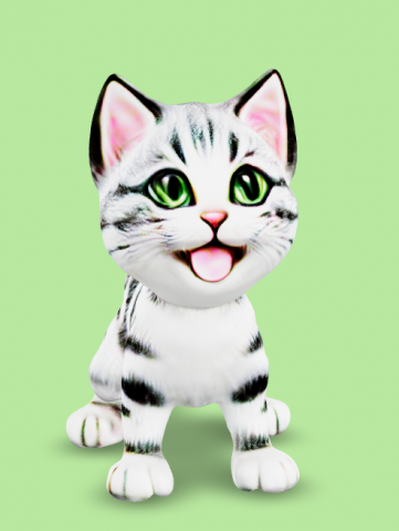 A smiling black and white kitten 3D Модель .c4d .max .obj .3ds .fbx .stl .blend