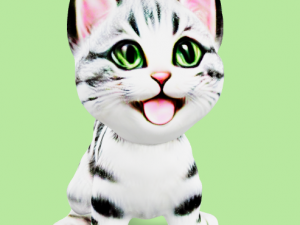 A smiling black and white kitten 3D Model