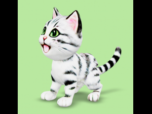A smiling black and white kitten 3D Модель