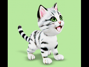 A smiling black and white kitten 3D Модель