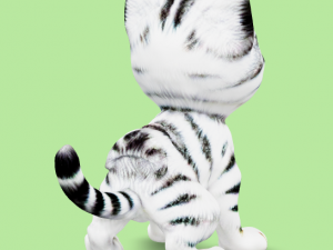 A smiling black and white kitten 3D Модель