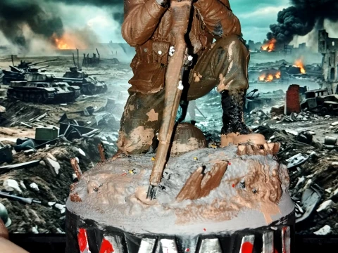 WWII American Soldier Memorial Diorama STL 3D Print Model