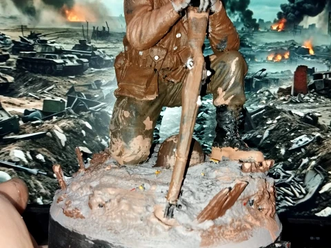 WWII American Soldier Memorial Diorama STL 3D Print Model