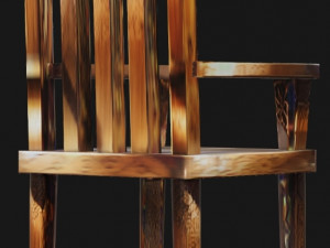 Gold themed patterned wooden chair Model 3D
