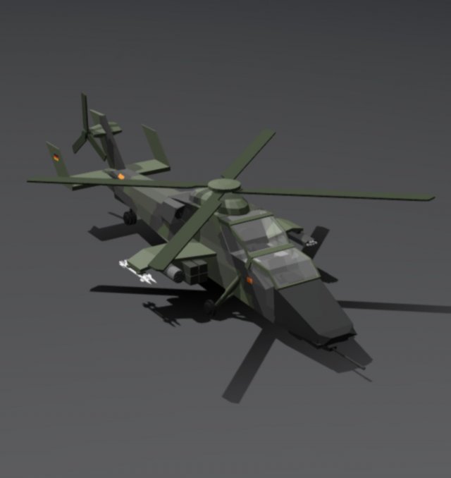 LowPoly Eurocopter tiger Model 3D .c4d .max .obj .3ds .fbx .stl .blend 
