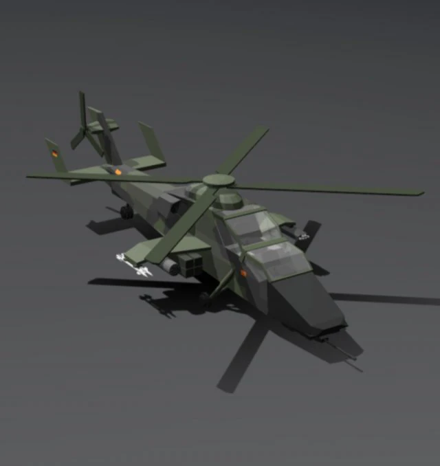 LowPoly Eurocopter tiger 3D Model .c4d .max .obj .3ds .fbx .stl .blend