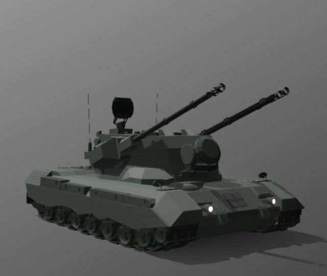 Low-poly Flakpamzer gepard Modello 3D .c4d .max .obj .3ds .fbx .stl .blend 