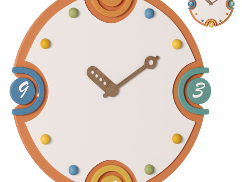 Minimalist Silent Wall Clock for Kids Bedroom 3D Model