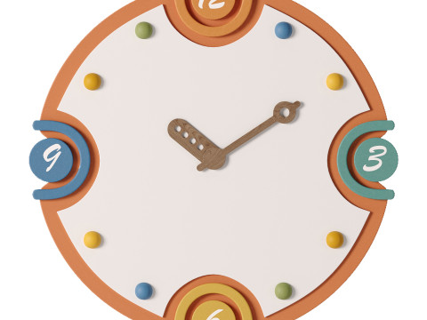 Minimalist Silent Wall Clock for Kids Bedroom Model 3D